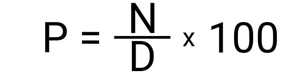 An image showing the formula for converting fractions to percentages.